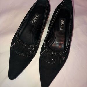 Vaneli Black Suede Flats